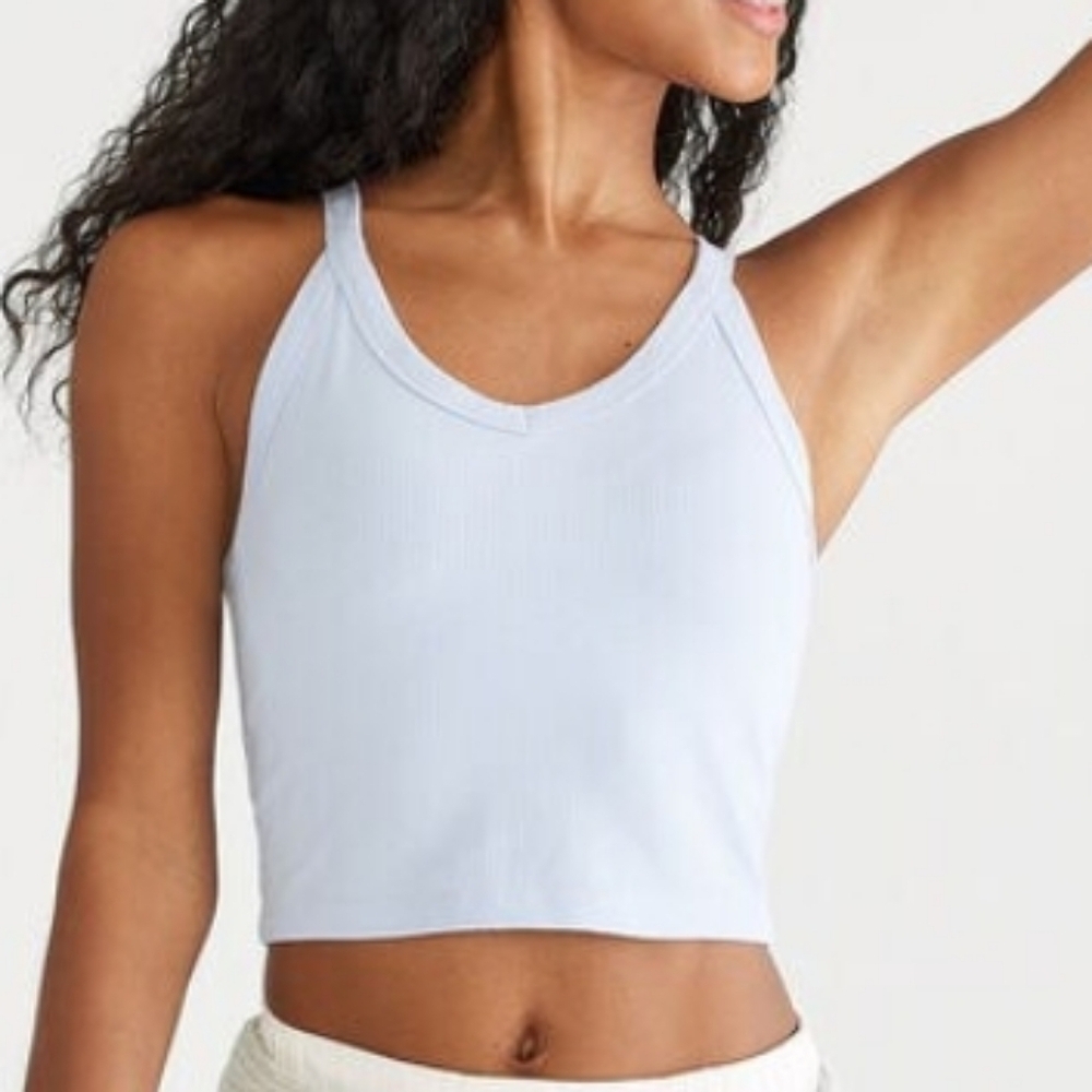 Aeropostale Wear 2 Ways Crop Tank Two Neckline Versatile Reversible Tank White